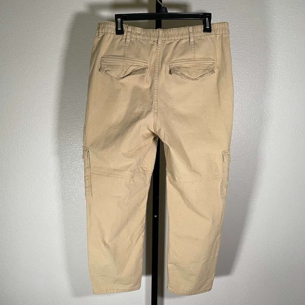 Anthropologie Size 10 High Rise Straight Leg Cargo Pants‎ Gold Utility Pockets - Picture 3 of 6